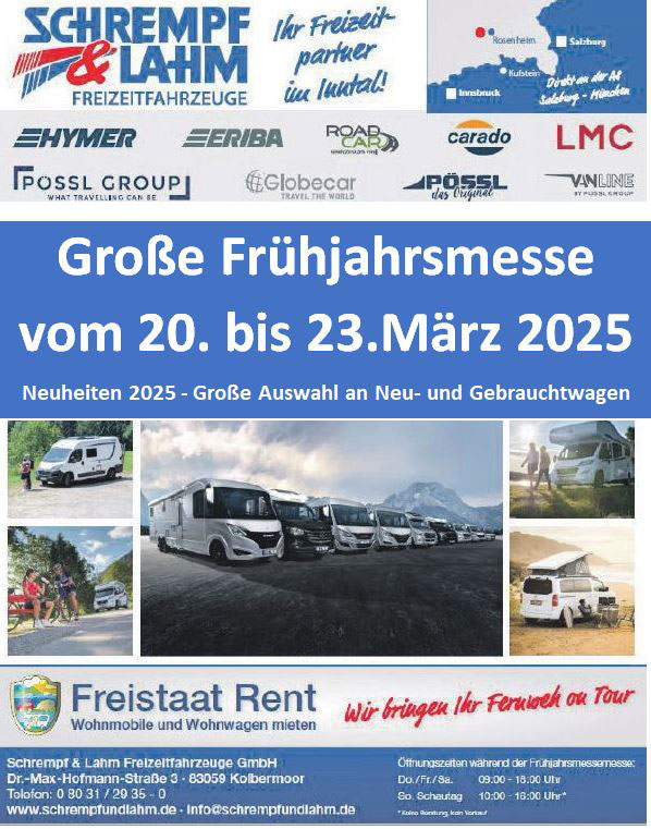 Frühjahrsmesse 2025 bei Schrempf & Lahm in Kolbermoor. Flyer mit Angeboten.